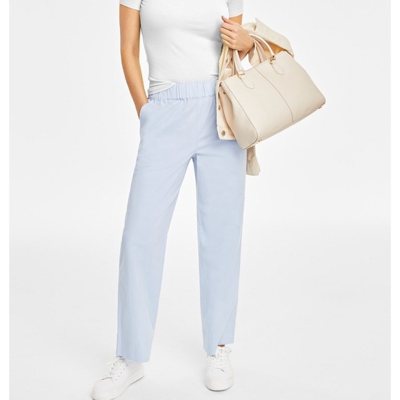 ON 34th Frozen Blue Chino Pants Straight Leg Ankle High-Rise Plus Size 3X - Picture 1 of 7